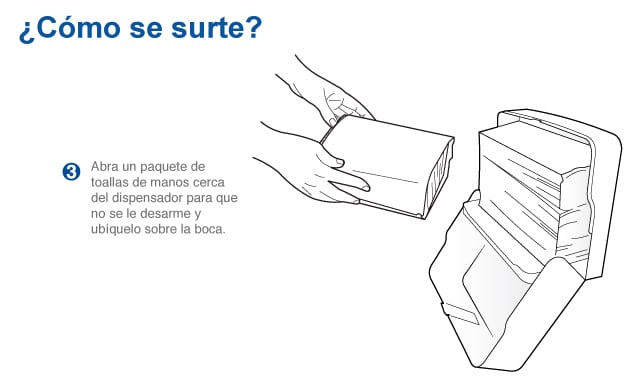 Cómo se surte el dispensador - Familia Institucional